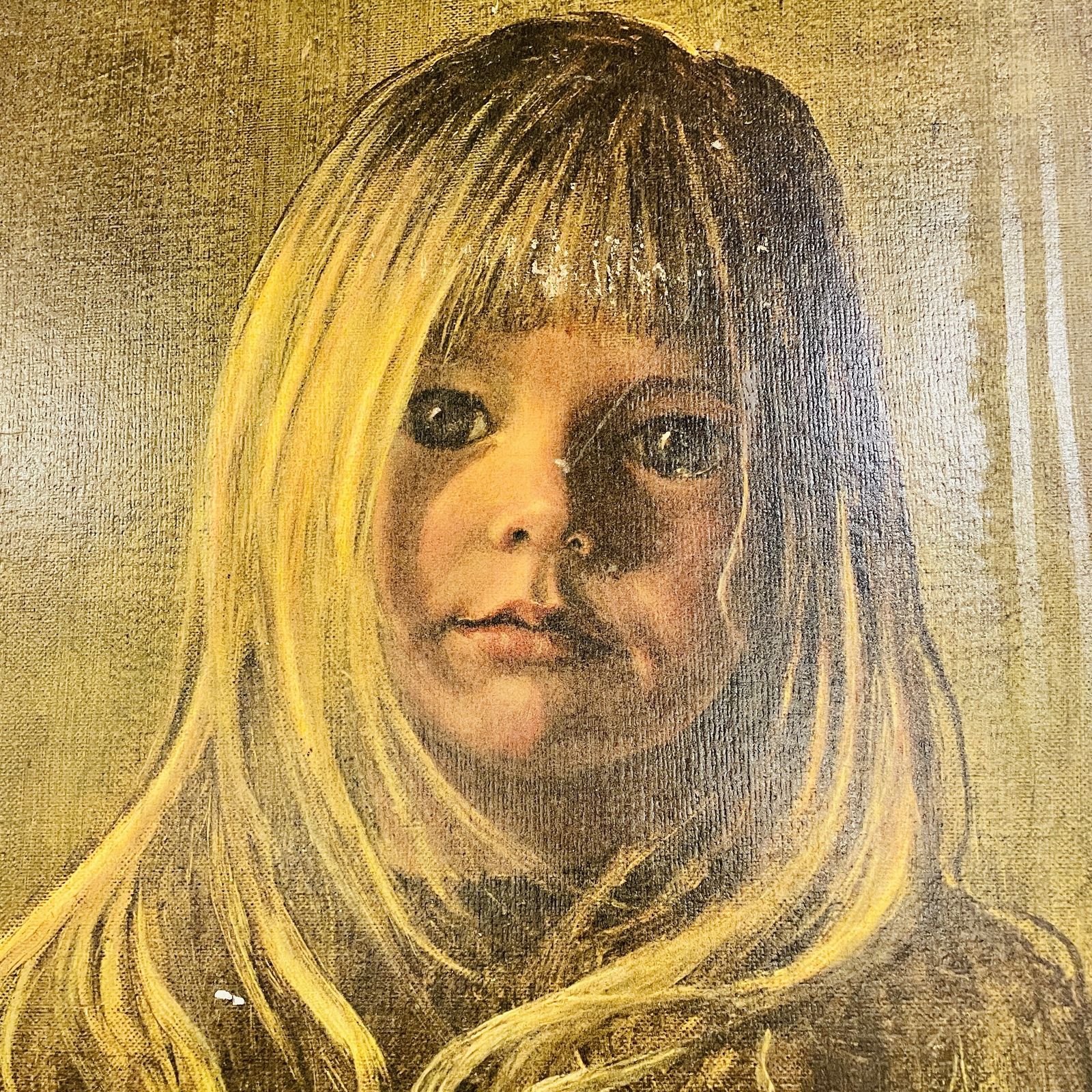 Vintage Print Of A Girl, Framed + Signed Pearson 1970 photo furniture