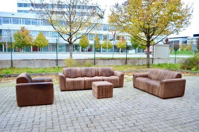 Ernst Lüthy De Sede Modular Lounge Suite Leather Sofa Brown 1970 photo for sale