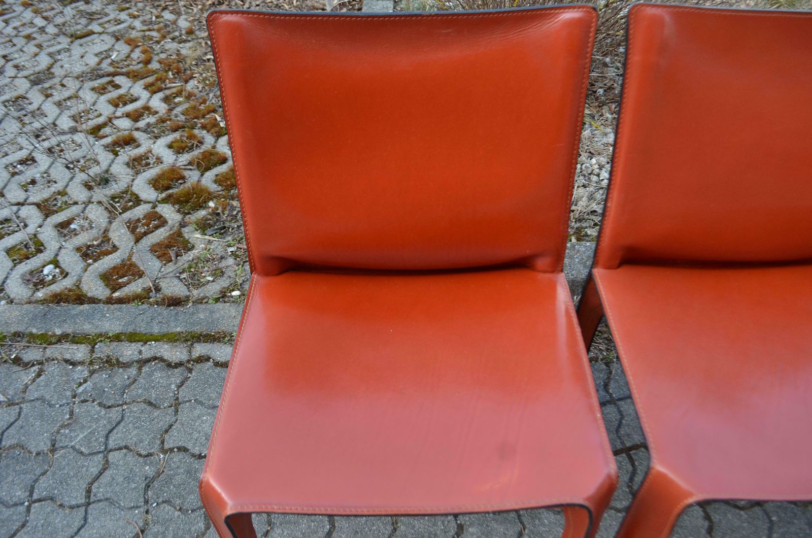 Cassina Taxi 412 China Red Leather Dining Chair Set Of 4 photo buy