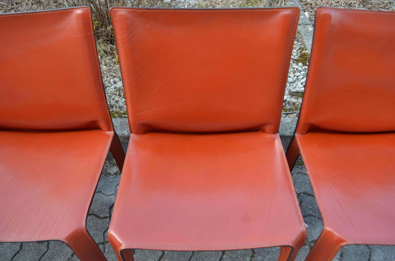 photo furniture Cassina Taxi 412 China Red Leather Dining Chair Set Of 4