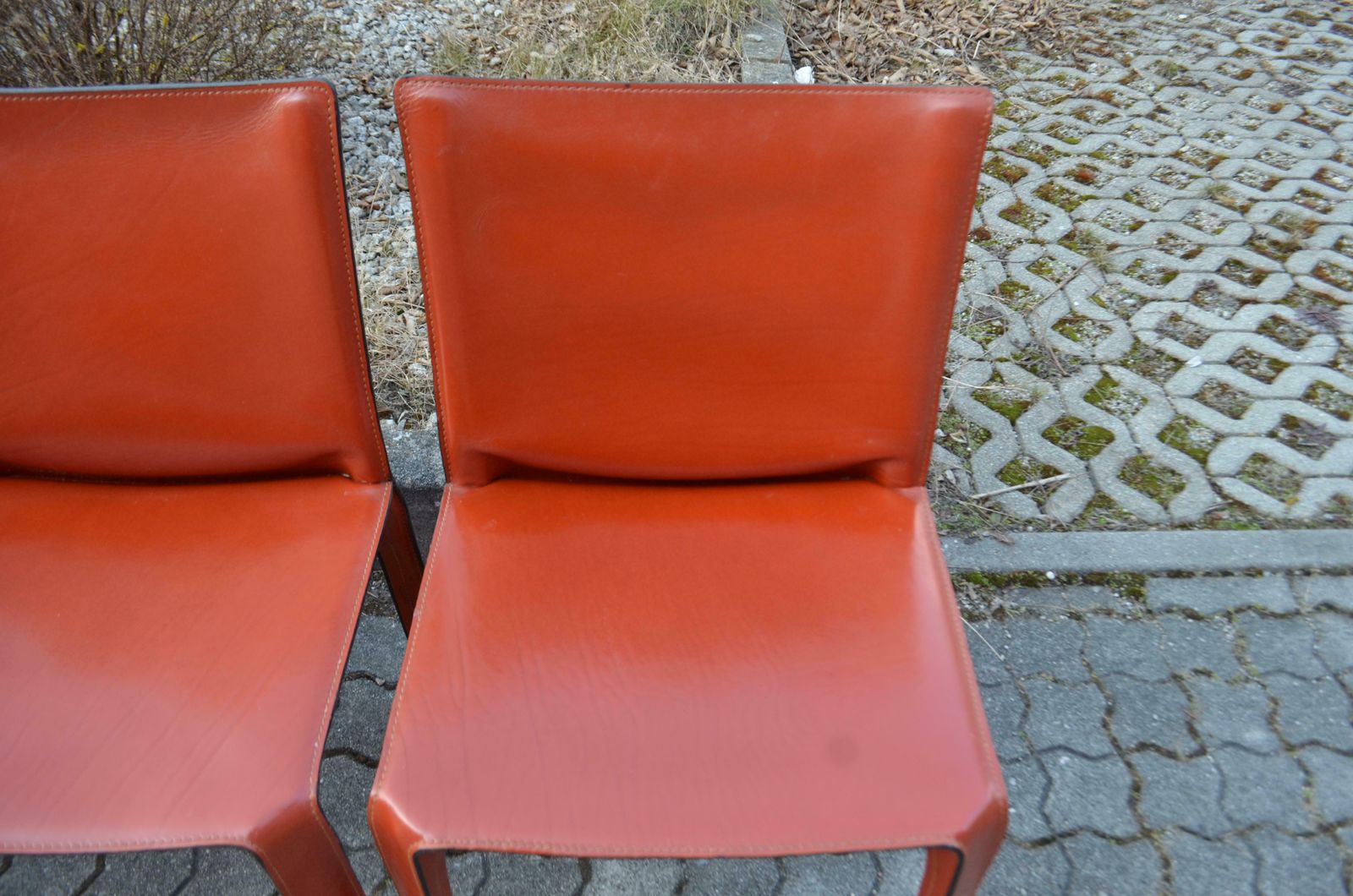 photo for sale Cassina Taxi 412 China Red Leather Dining Chair Set Of 4