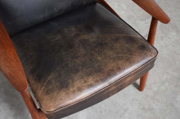 K. Rasmussen For Peter Wessel Wingback Leather Lounge Chair, 1960 photo vinterior