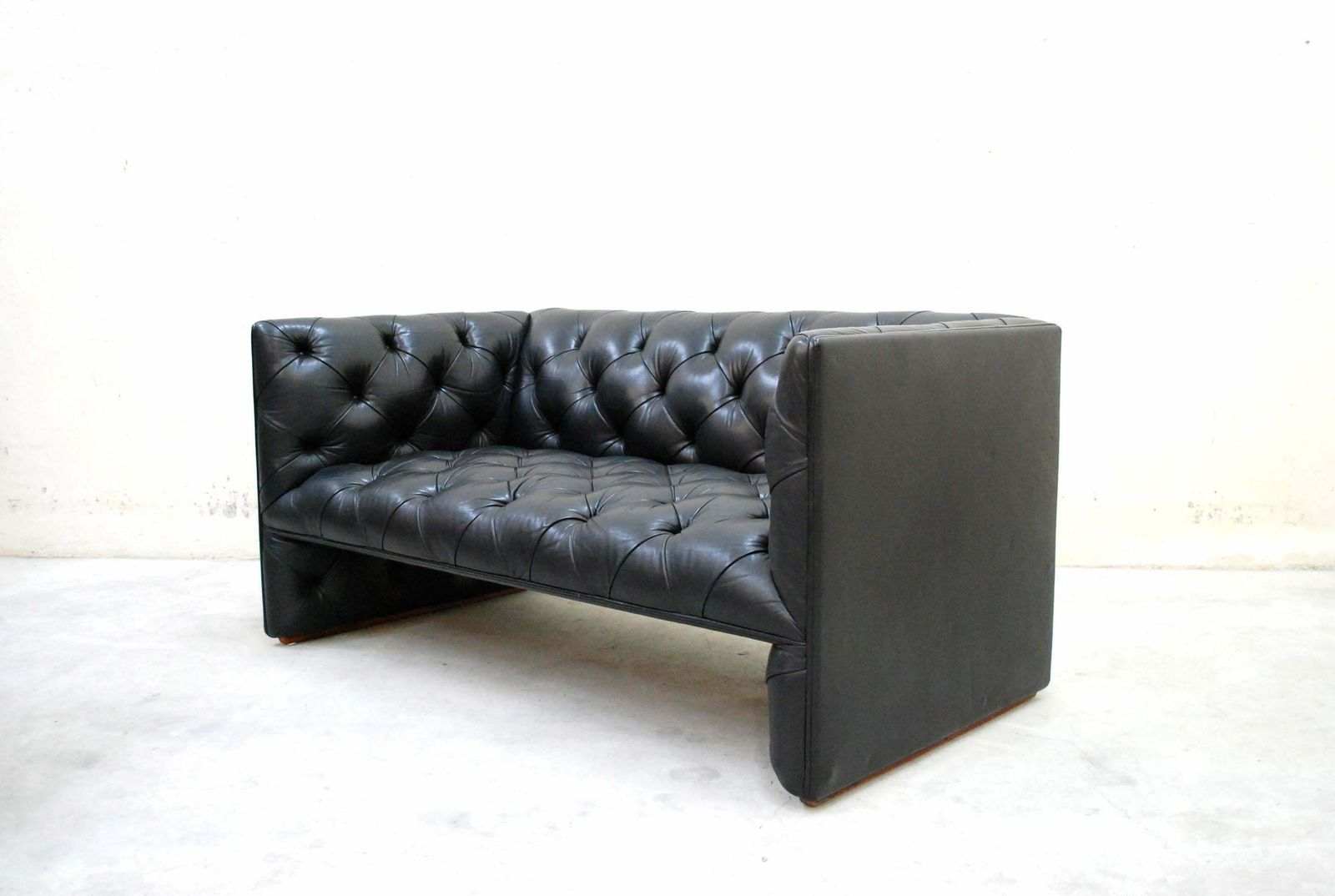 photo for sale Wittmann Black Leather Sofa Model Edwards Design By Eward B. Tuttle
