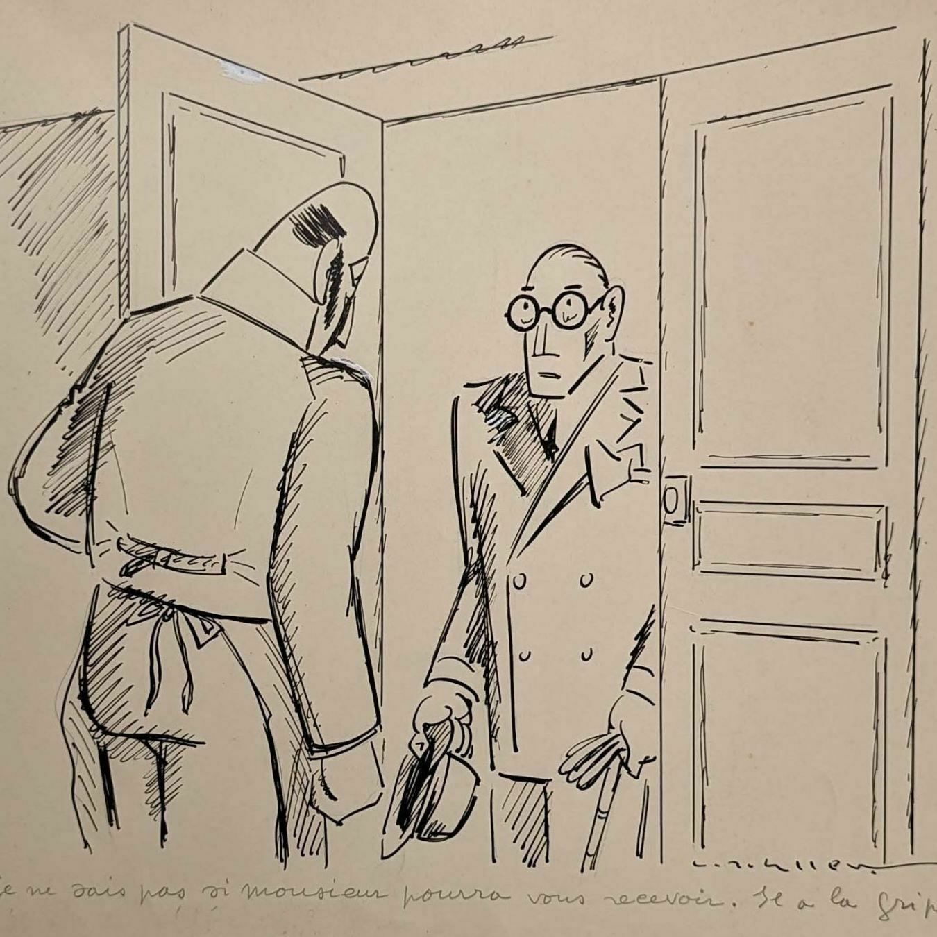 Lucien Roudier Eller Drawing On Paper 1930s photo furniture