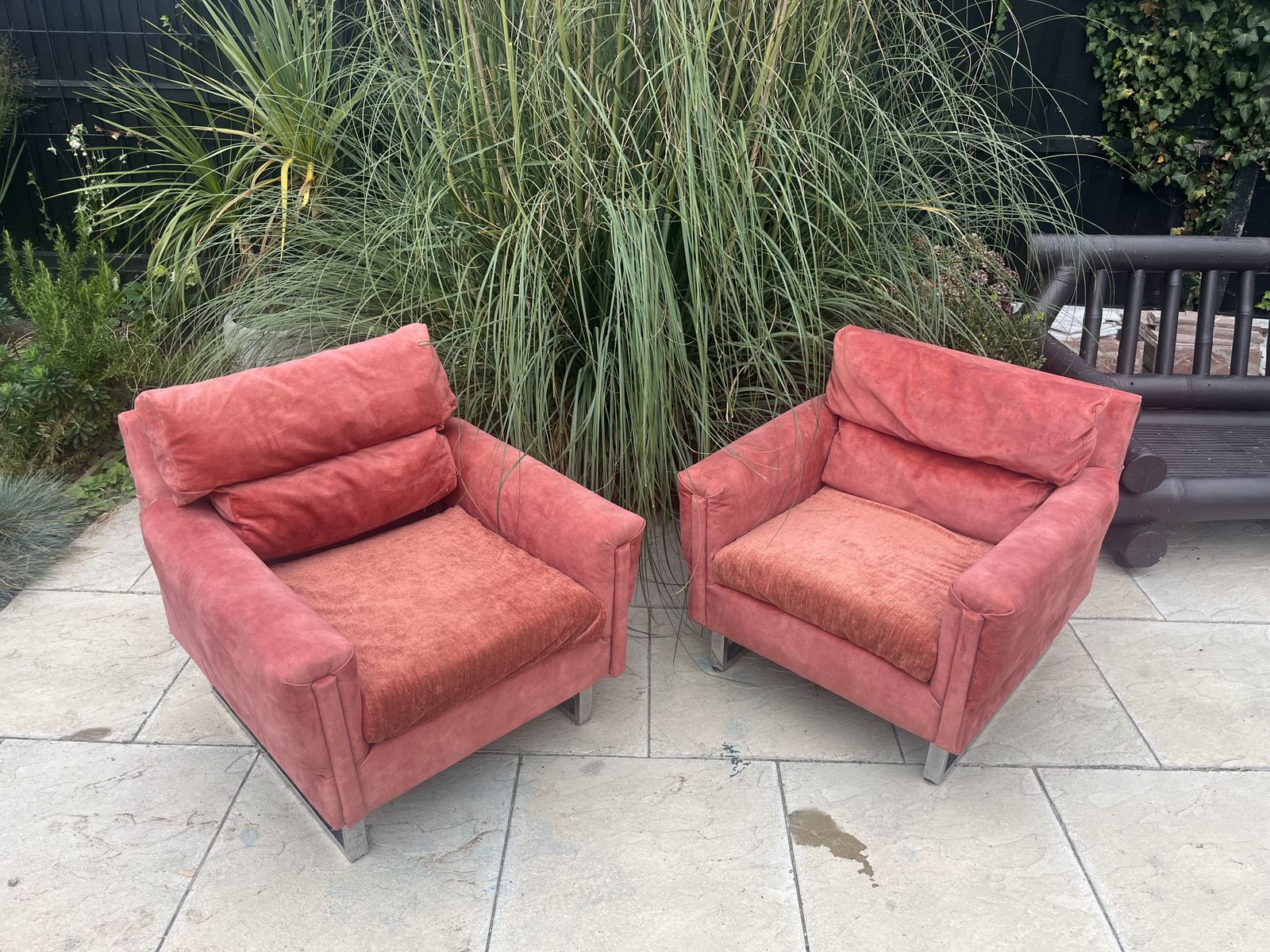 Pair Of Mid Century Velvet Armchairs photo for sale