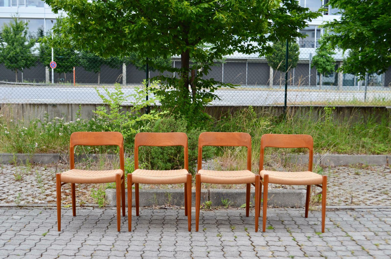 Niels Møller Modell 75 Danish Teak Dining Papercord Chair For J.L. Møllers photo Furniture
