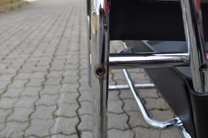 Knoll International Wassily Chair By Marcel Breuer Black Leather photo vintage