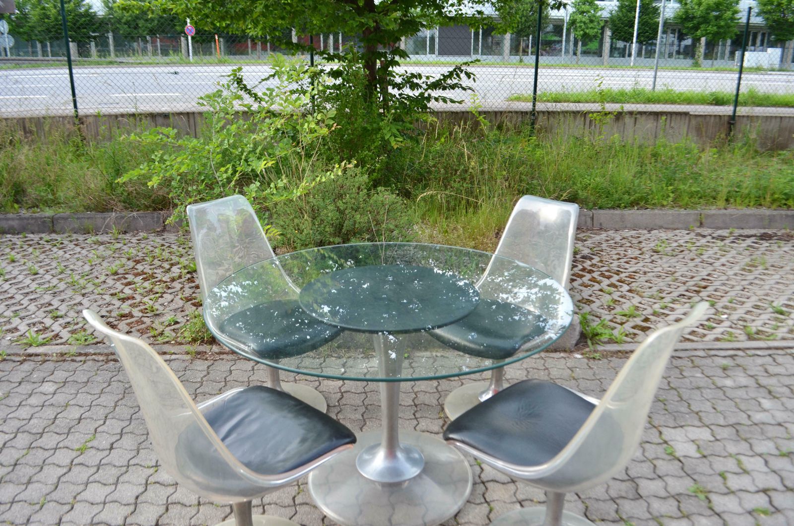 Lucite Chromcraft Dining Set Tulip Glas Dining Table & 4x Leather Chairs photo Furniture