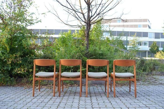 Erik Kirkegaard For Hong Stole Stolefabrik Danish Teak Dining Chair Set Of 4 photo for sale