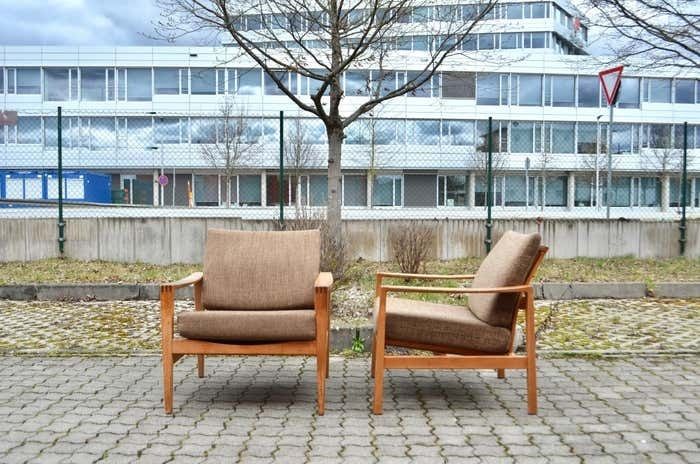 Modernist Hartmut Lohmeyer Oak Easy Lounge Chair For Wilkhahn Mid Century 1 Of 2 photo furniture