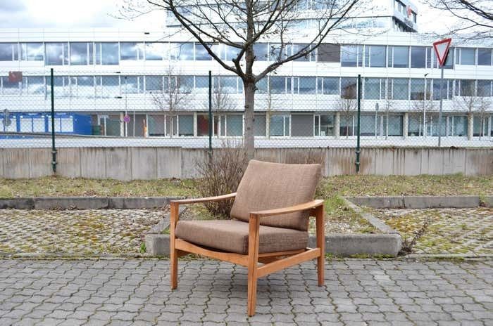 Modernist Hartmut Lohmeyer Oak Easy Lounge Chair For Wilkhahn Mid Century 1 Of 2 photo Furniture