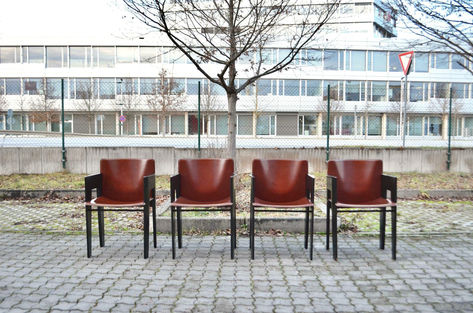 Arnold Merckx For Arco Cognac Saddle Leather Dining Chair Set Of 4 photo for sale