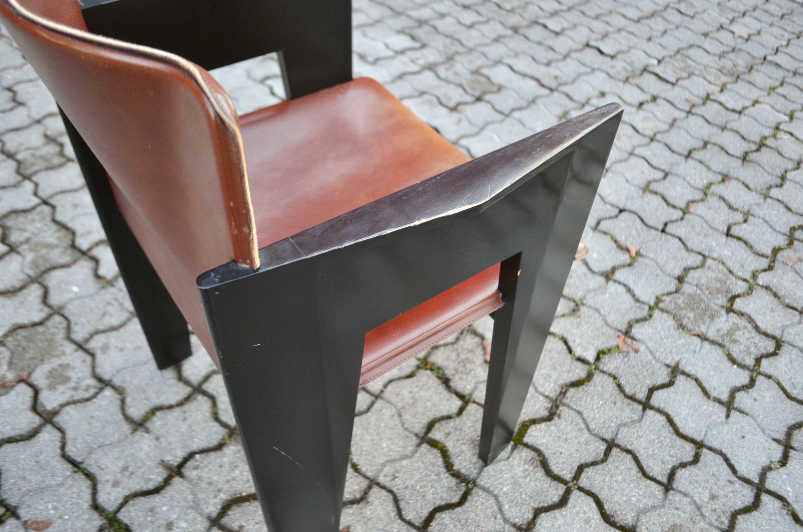 photo for sale Arnold Merckx For Arco Cognac Saddle Leather Dining Chair Set Of 4