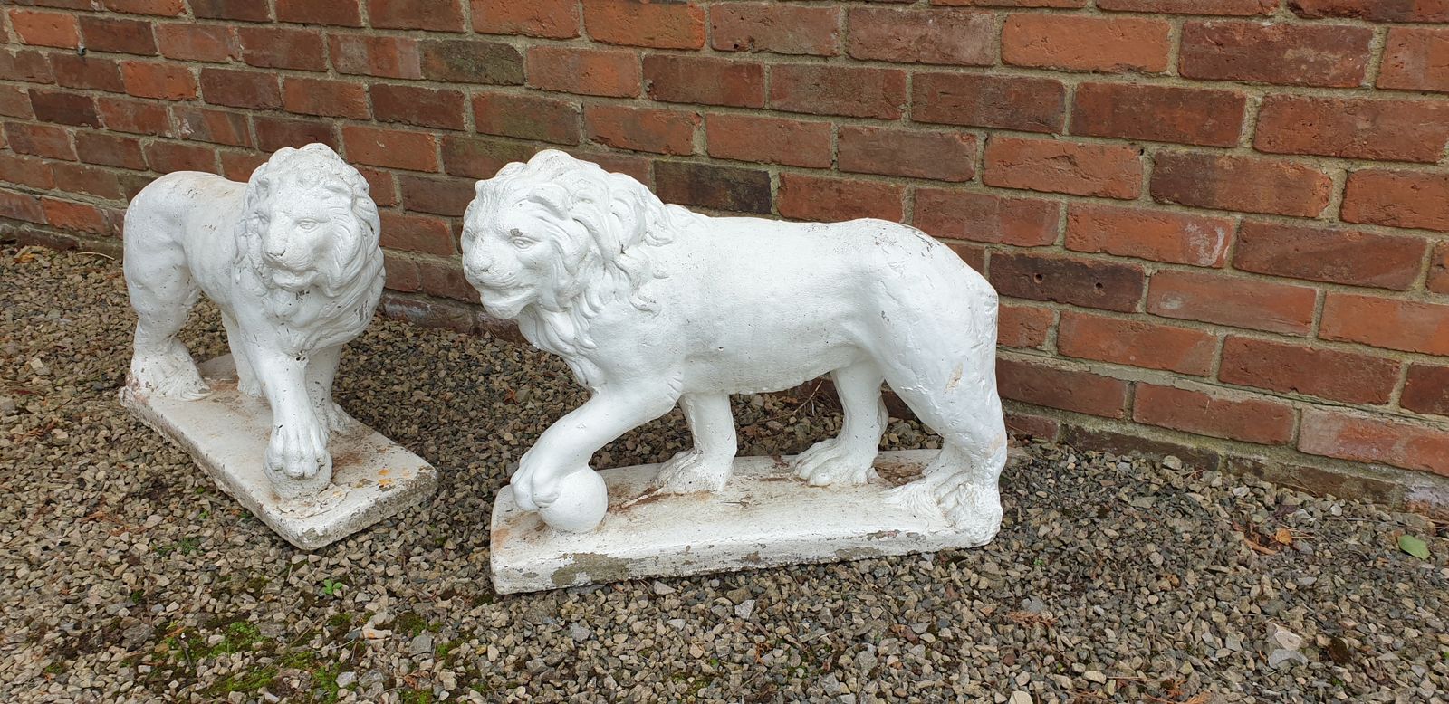 Large Pair Stone Lions, 1900s, Antique photo for sale