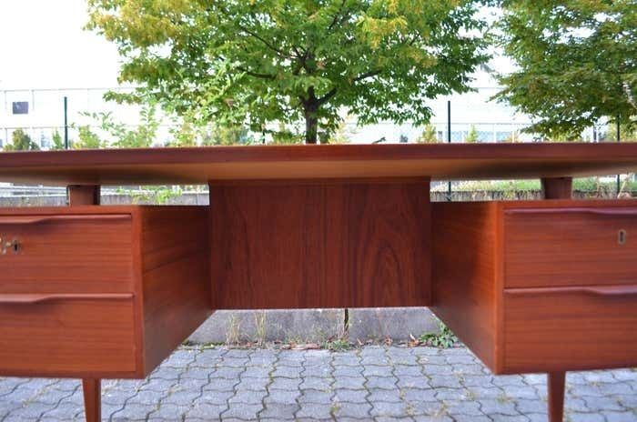 photo vinterior Danish Modern Teak Executive Writing Desk Henning Jorgensen For Fredericia