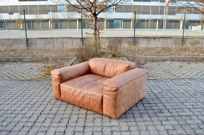 Frigerio Salotti Modell Cooper Loveseat Armchair Leather Chair Cognac photo for sale