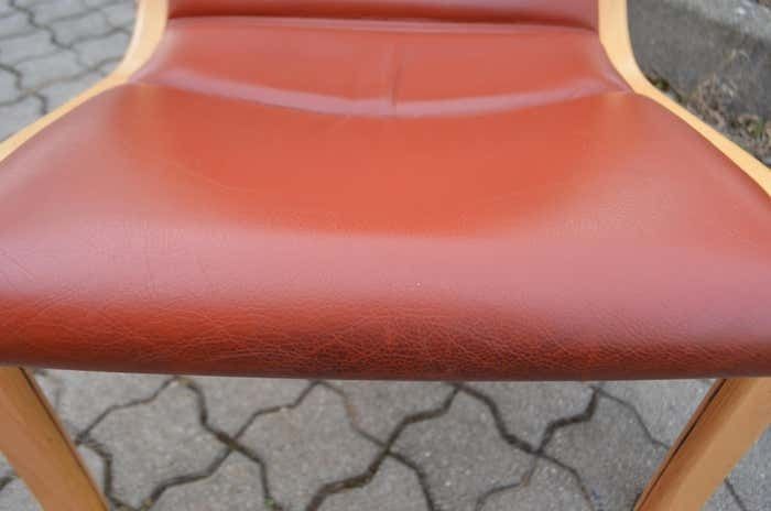 Yngve Ekström Modell Melano Swedese Ox Red Leather Highback Lounge Chair Beech photo vintage