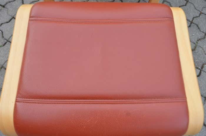 photo furniture Yngve Ekström Modell Melano Swedese Ox Red Leather Highback Lounge Chair Beech