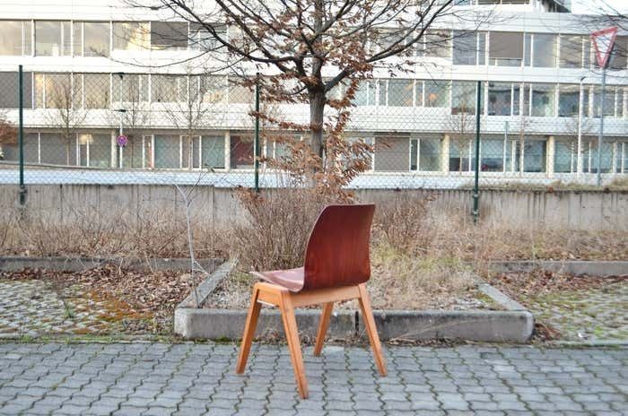photo for sale Mid Century Bentwood Plywood Chairs Stackable By Royal Germany Set Of 4