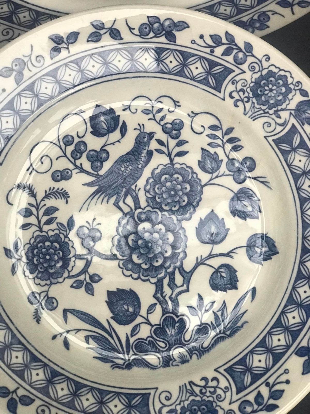 Broadhurst Ironstone Blue And White Set 5 Dessert/Cake/Bread Plates China Nankin Pattern Vintage, Blue And White Staffordshire Cake Plate photo Home Decor