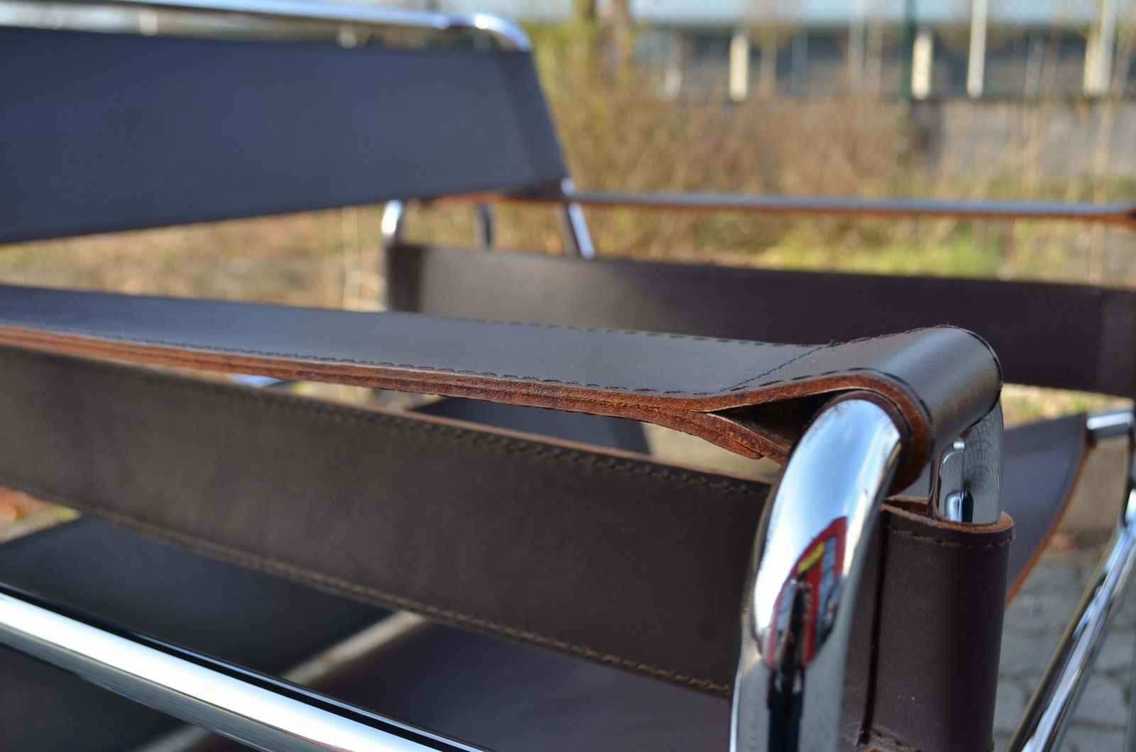 Knoll International Wassily Chair Design By Marcel Breuer Brown Saddle Leather photo for sale