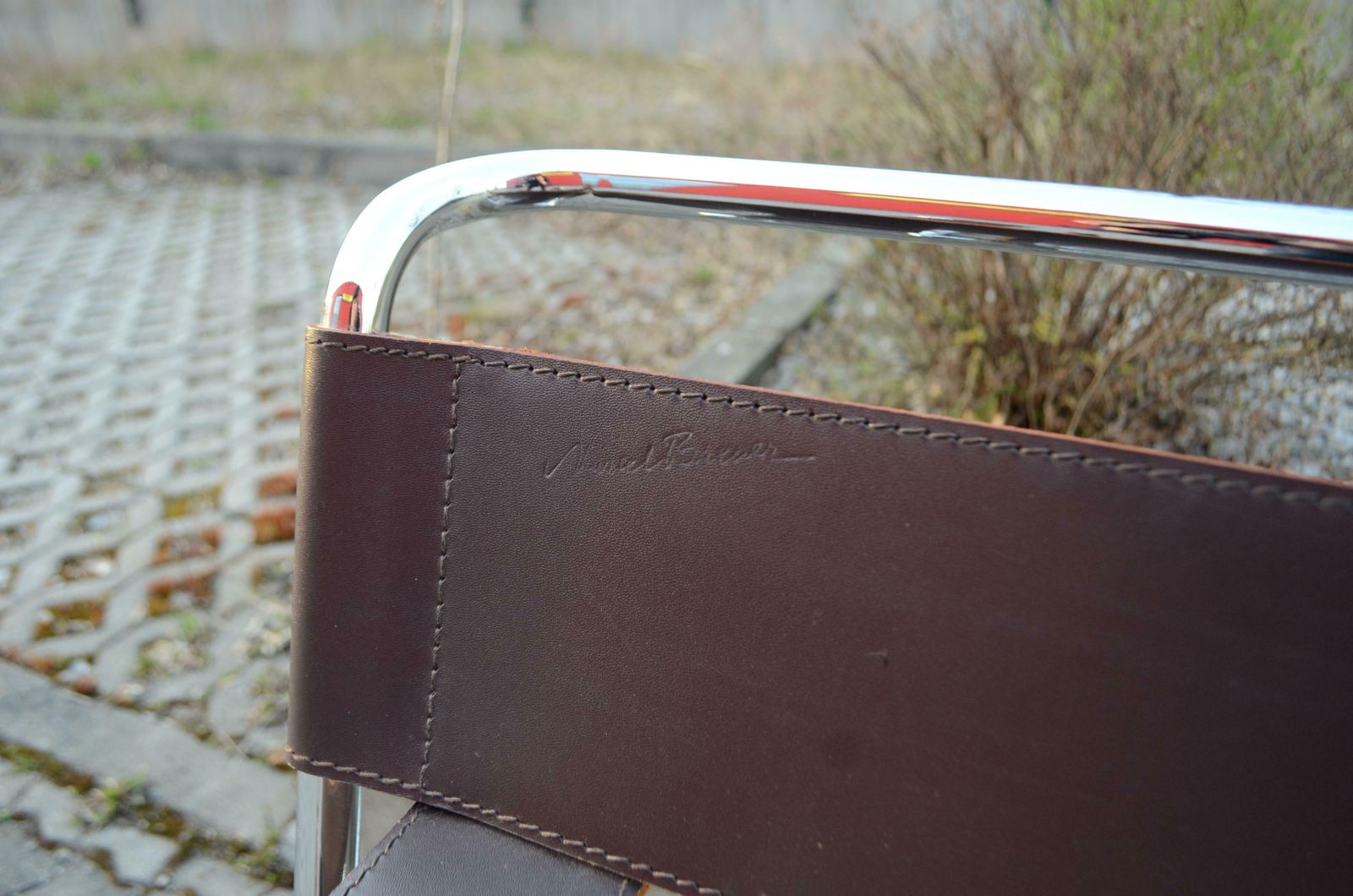 photo for sale Knoll International Wassily Chair Design By Marcel Breuer Brown Saddle Leather