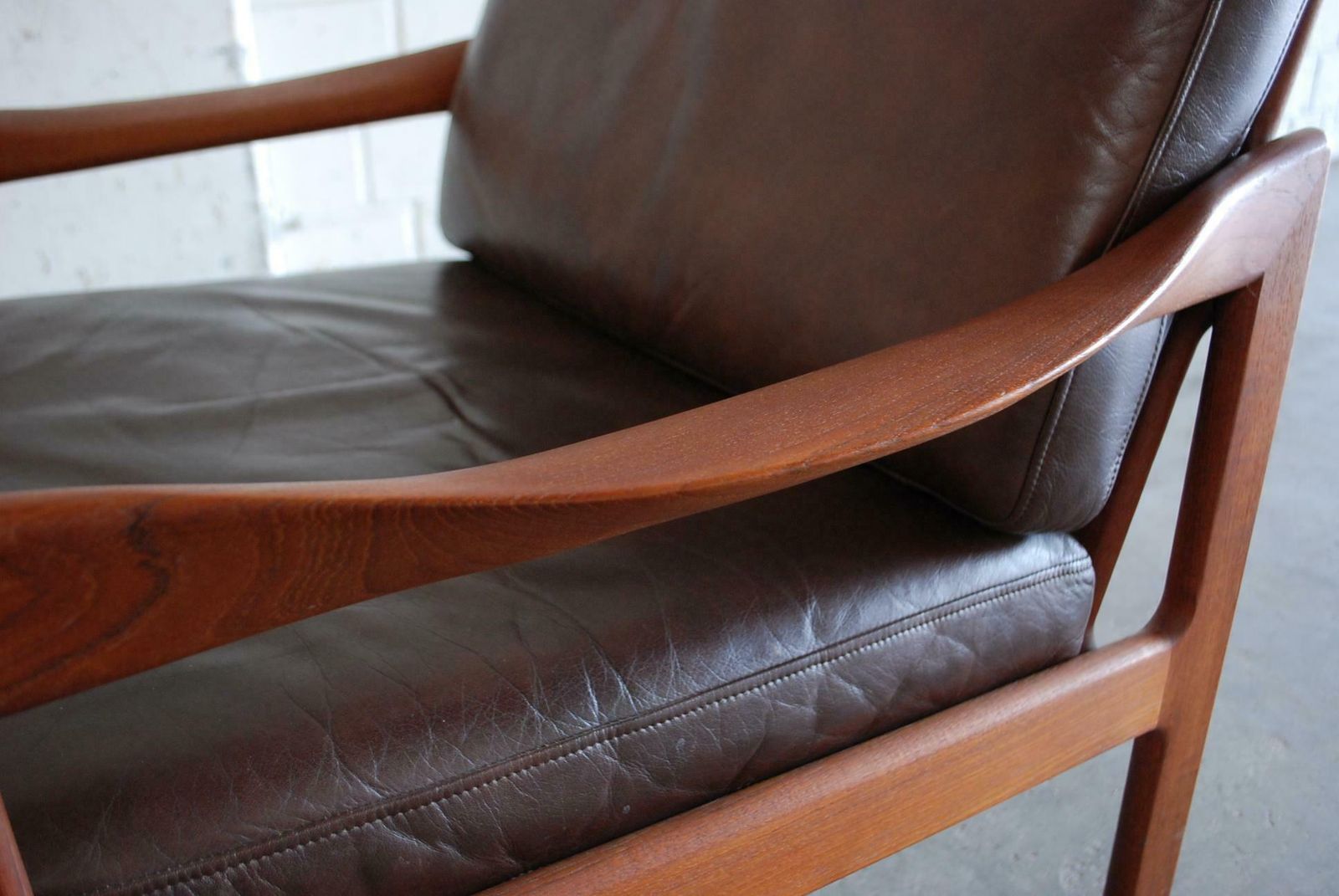 photo for sale Illum Wikkelsø Leather Armchair Chair Brown Niels Eilersen