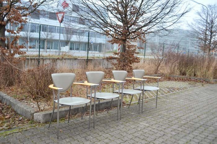Arrben Italy Modern Grey Saddle Leather Dining Chair Model Marylin, Set Of 4 photo furniture