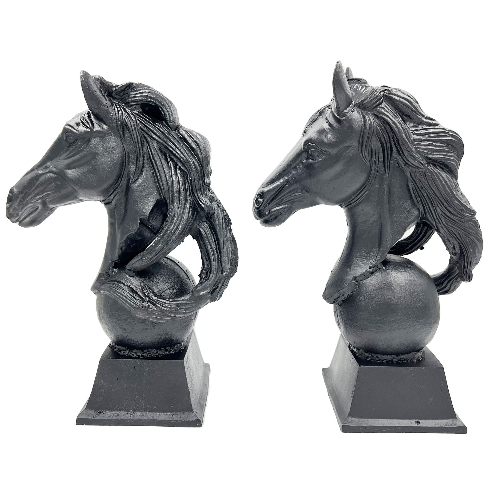 Matching Pair Of Metal Horse Busts, Mid 20th Century photo furniture