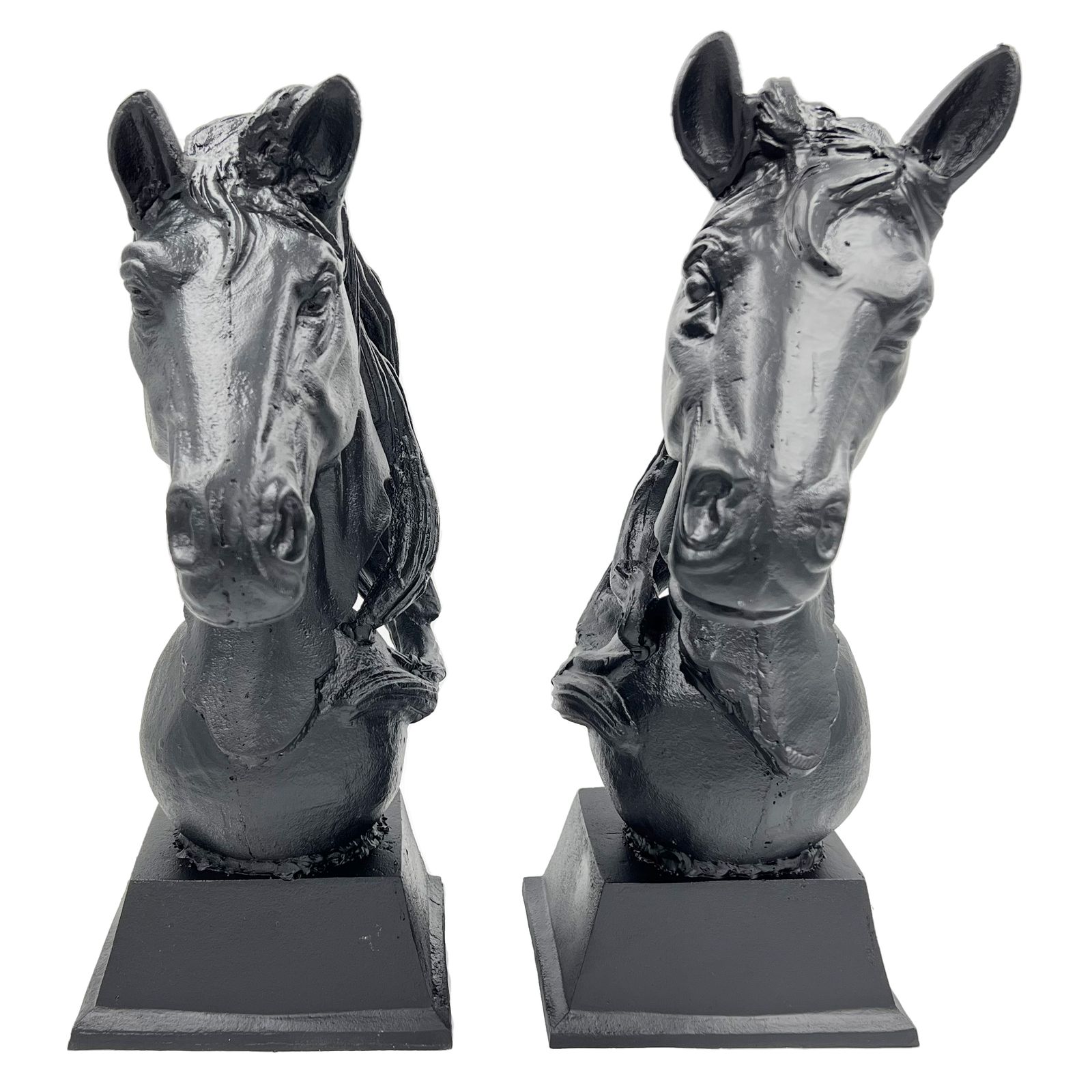 Matching Pair Of Metal Horse Busts, Mid 20th Century photo 2250.0