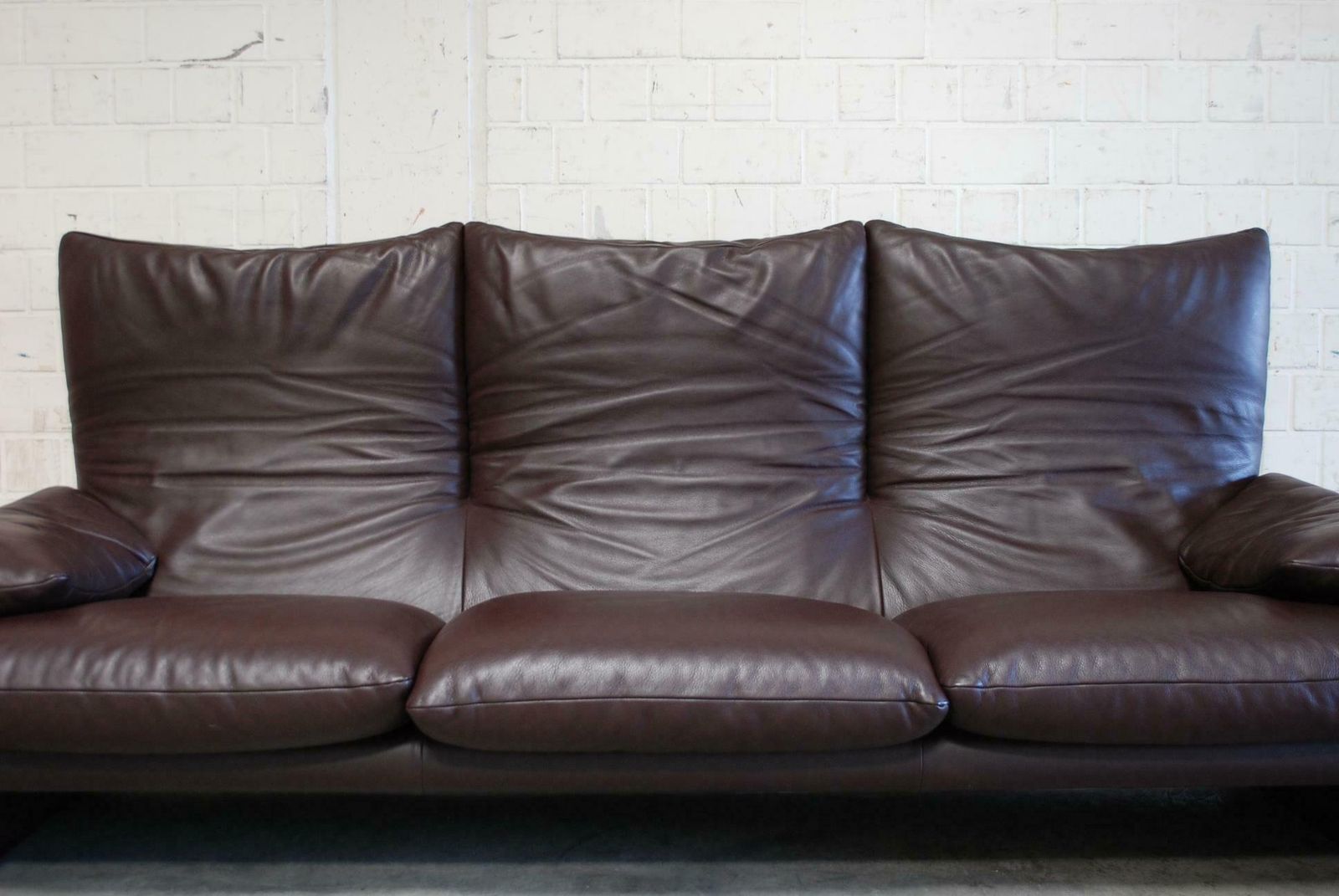 photo for sale Cassina Maralunga Ensemble Leather Sofa And 2 Chairs And 1 Ottoman