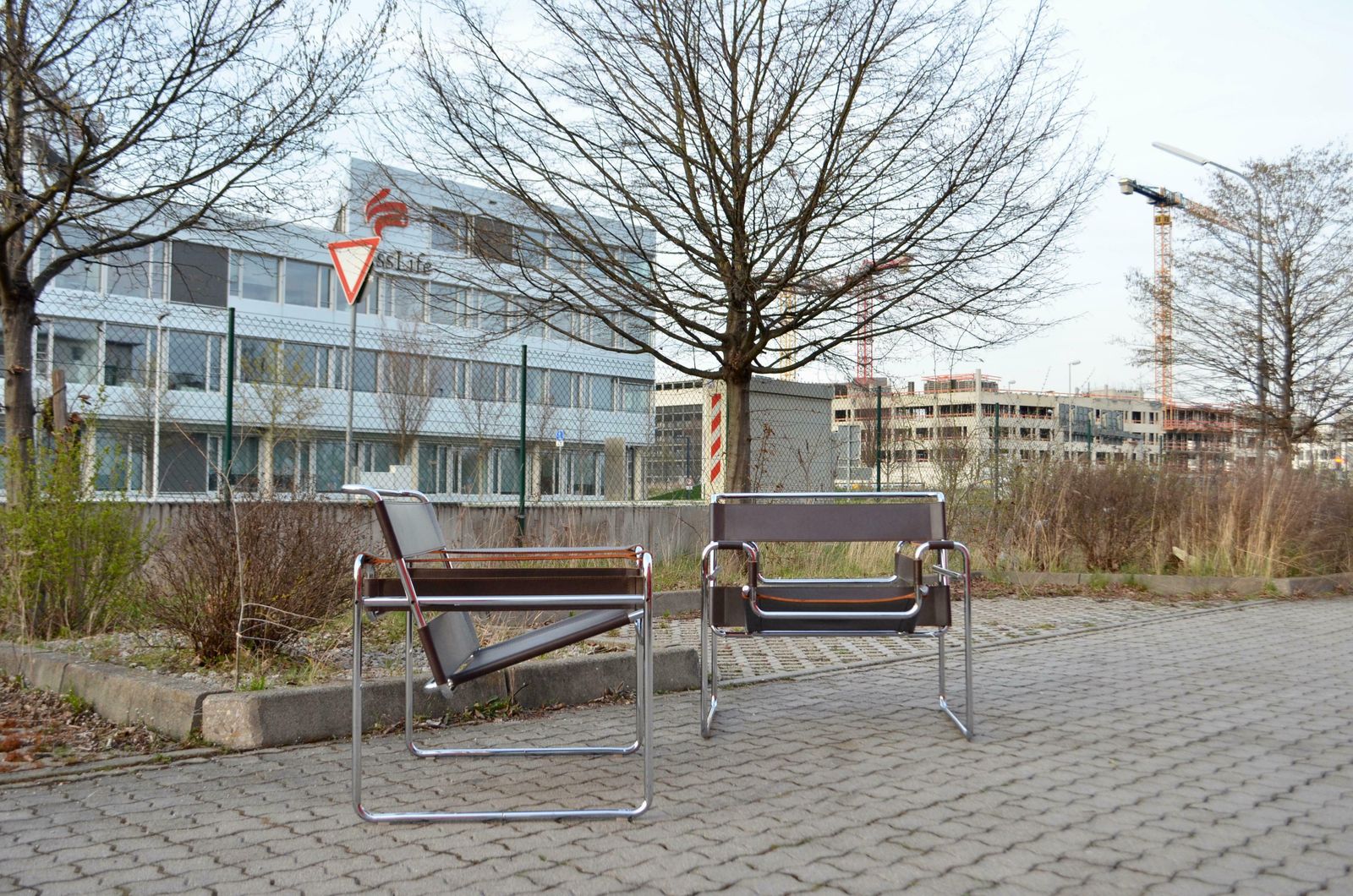 Knoll International Wassily Chair By Marcel Breuer Brown Leather Set Of 2 photo Furniture
