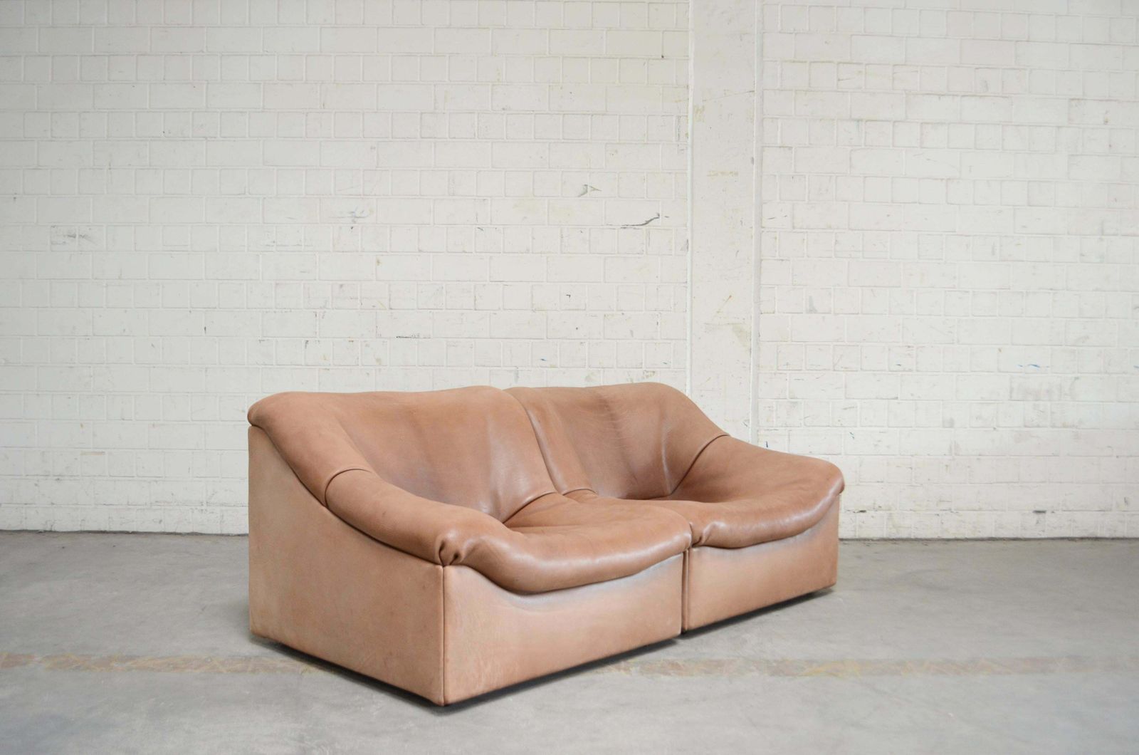 photo for sale De Sede Ds 46 Loveseat Neck Leather Sofa Modul Brown