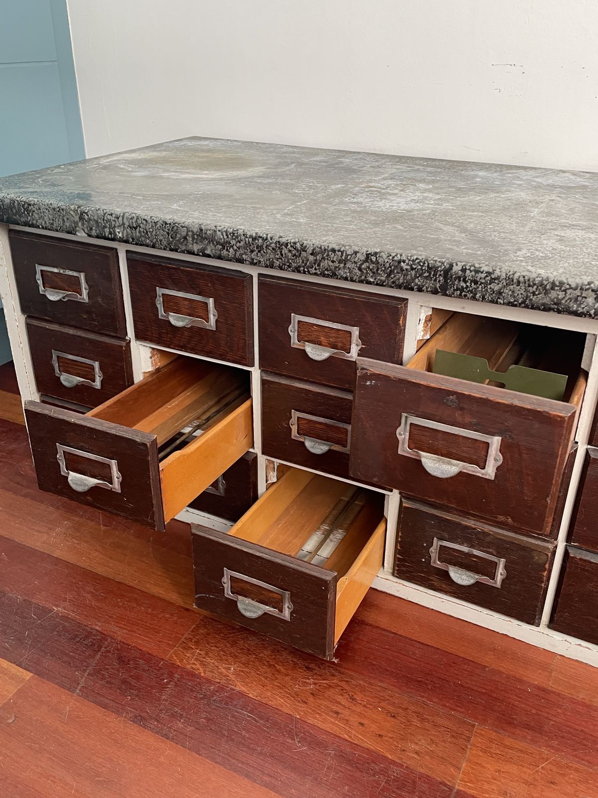 Unique Vintage Post Office Sorting Cabinet With X15 Drawers photo furniture