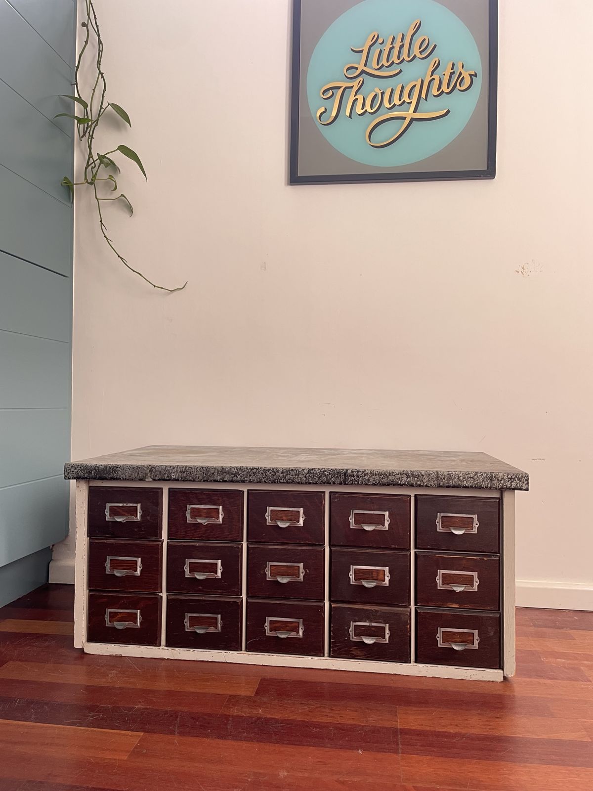Unique Vintage Post Office Sorting Cabinet With X15 Drawers photo for sale