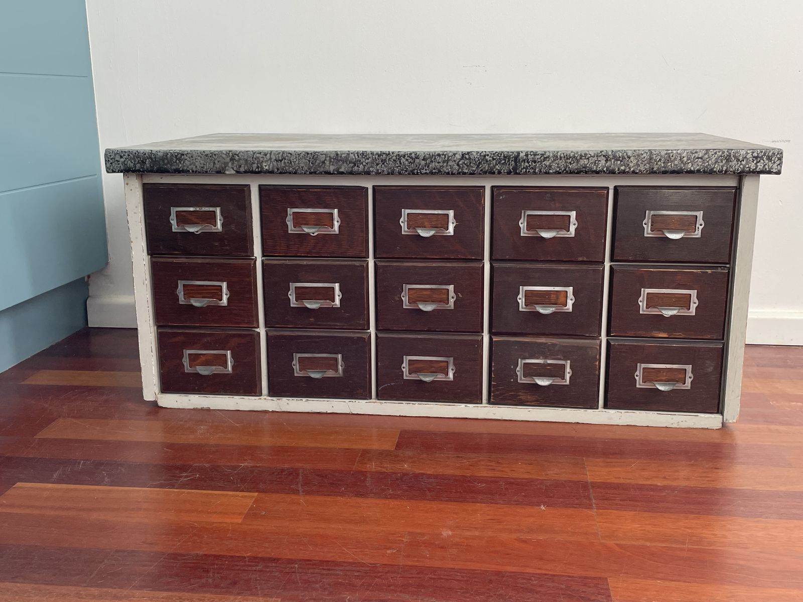 Unique Vintage Post Office Sorting Cabinet With X15 Drawers