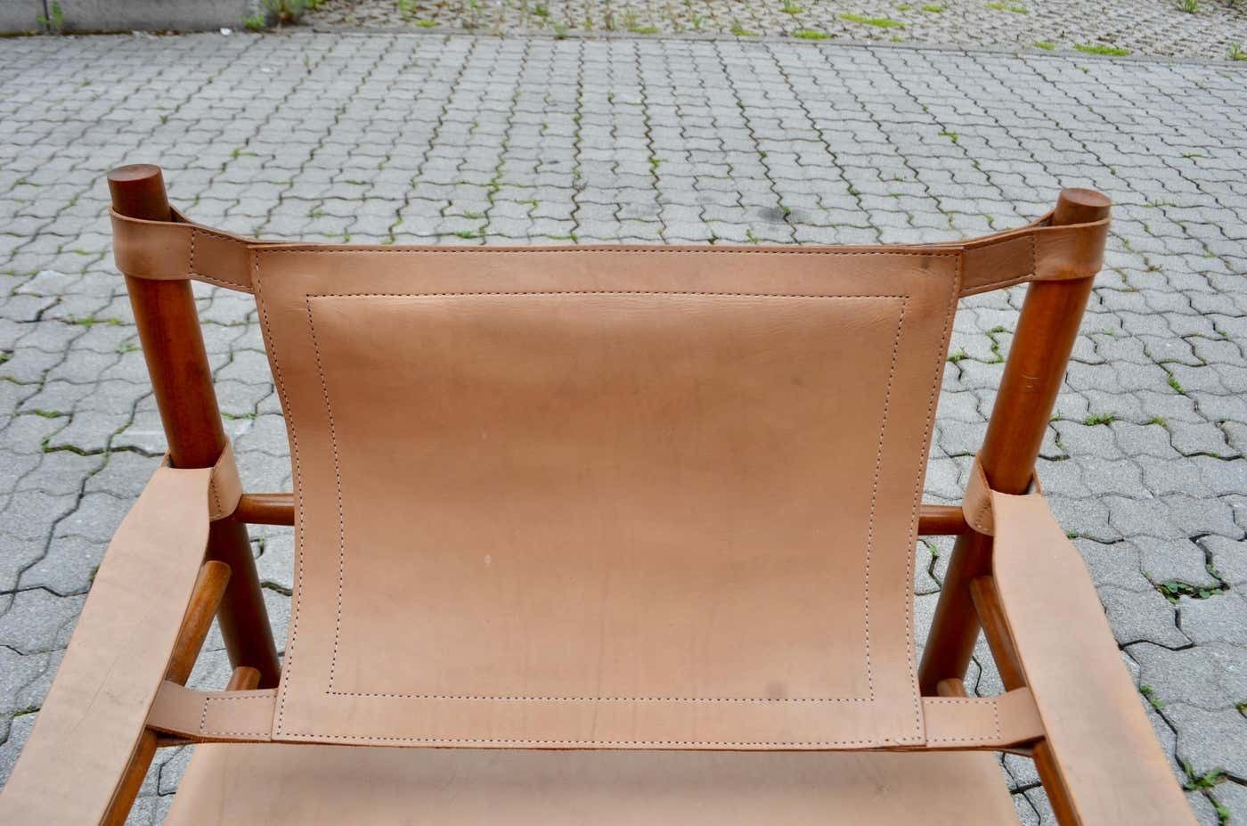 Abel Gonzalez Saddle Leather Argentina Safari Lounge Chair photo vintage