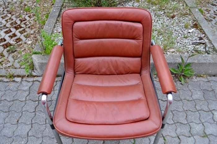 Jorgen Kastholm Red Leather Armchair Chair Modell 8400 For Kusch + Co Set Of 2 photo 3881.0