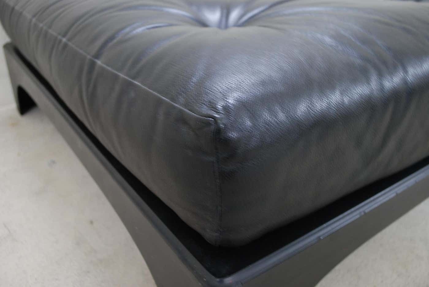 photo for sale Vintage Fibreglass Black Leather Daybed