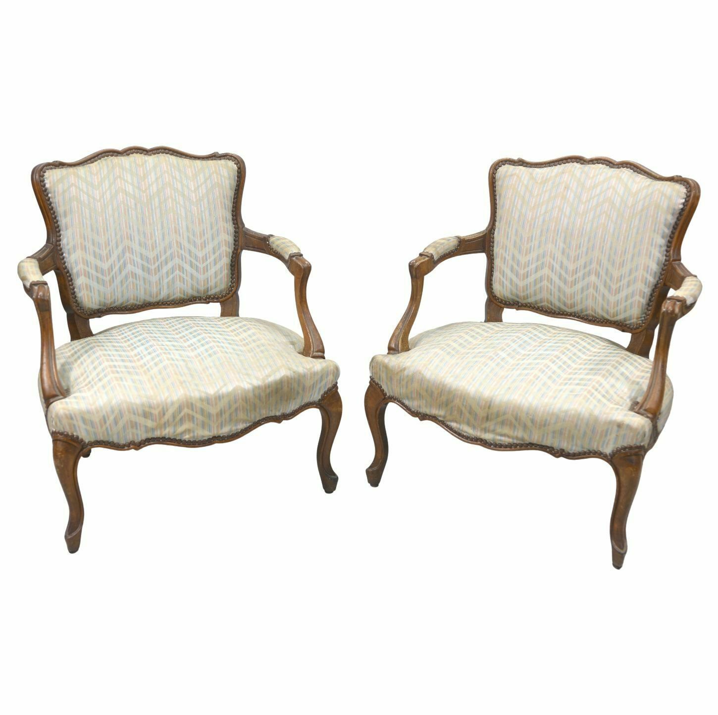 Louis XV Style Upholstered Armchairs (Pair)