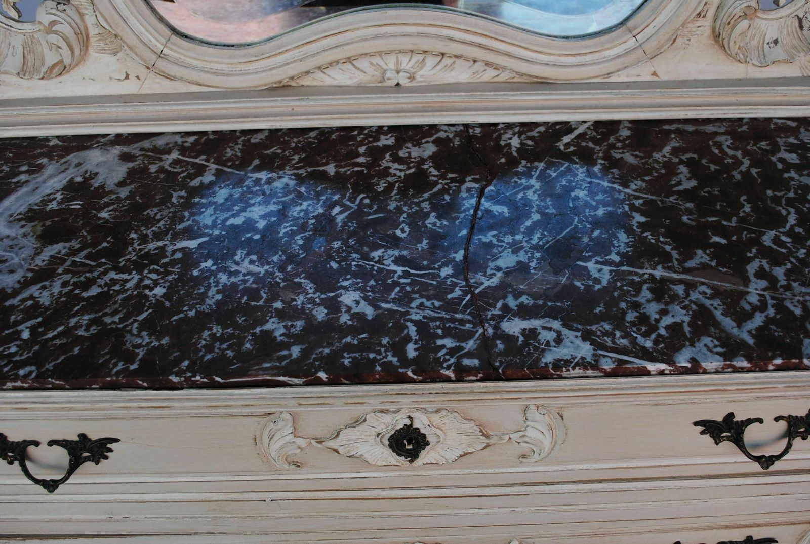 photo for sale Gray Lacquered Louis XV Style Dressing Table Chest Of Drawers 1900