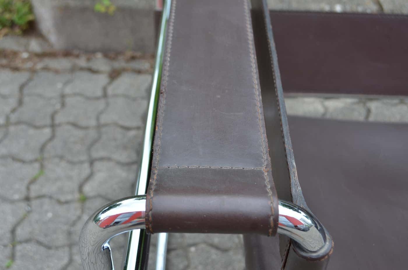 Gavina Wassily Chair B3 Design By Marcel Breuer Dark Brown Saddle Leather photo vintage