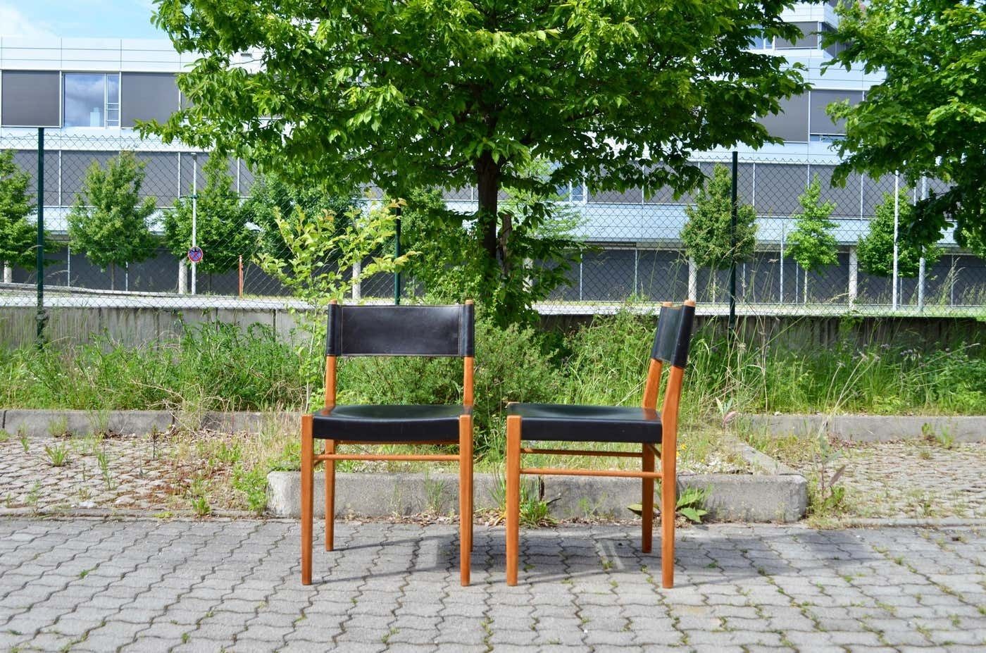 Helmut Magg Mid Century Model 3024 Oak Leather Dining Chair Deutsche Werkstätten photo for sale