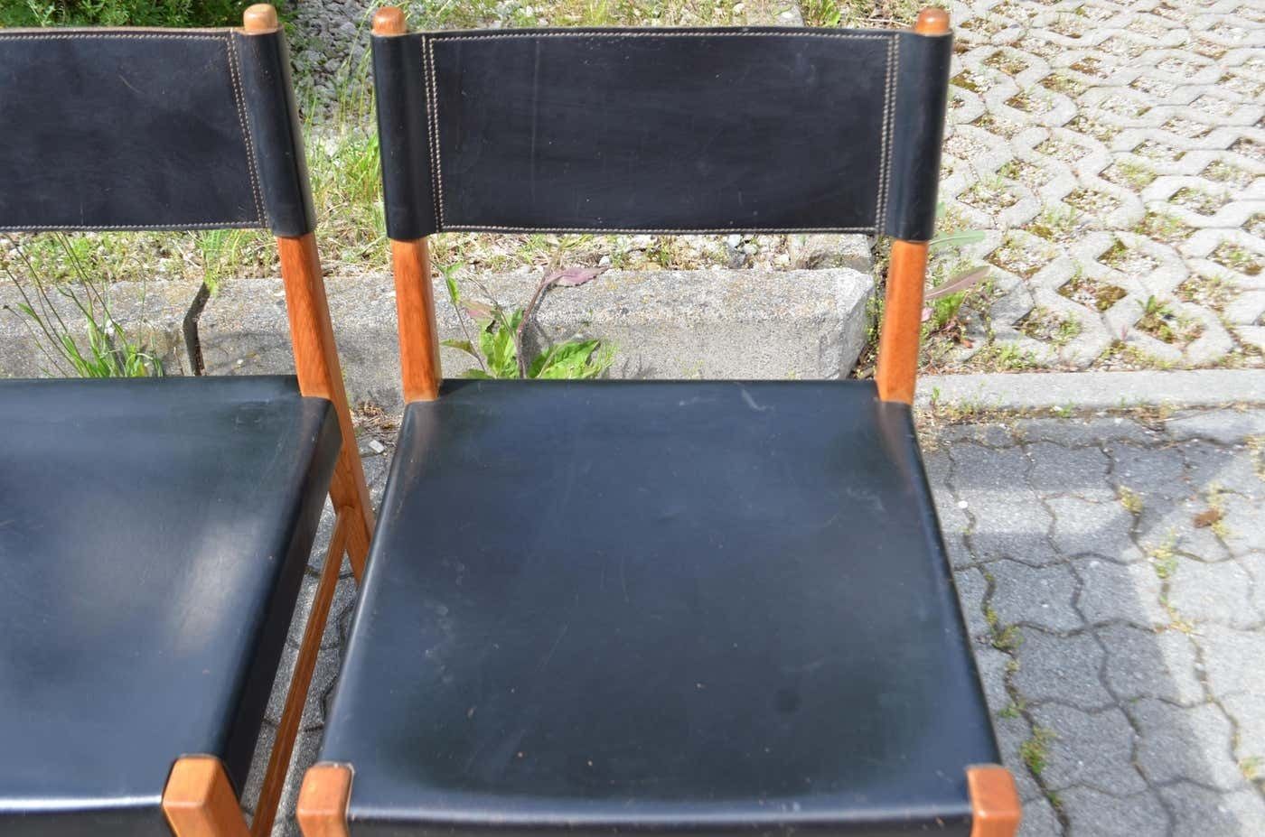 Helmut Magg Mid Century Model 3024 Oak Leather Dining Chair Deutsche Werkstätten photo vinterior