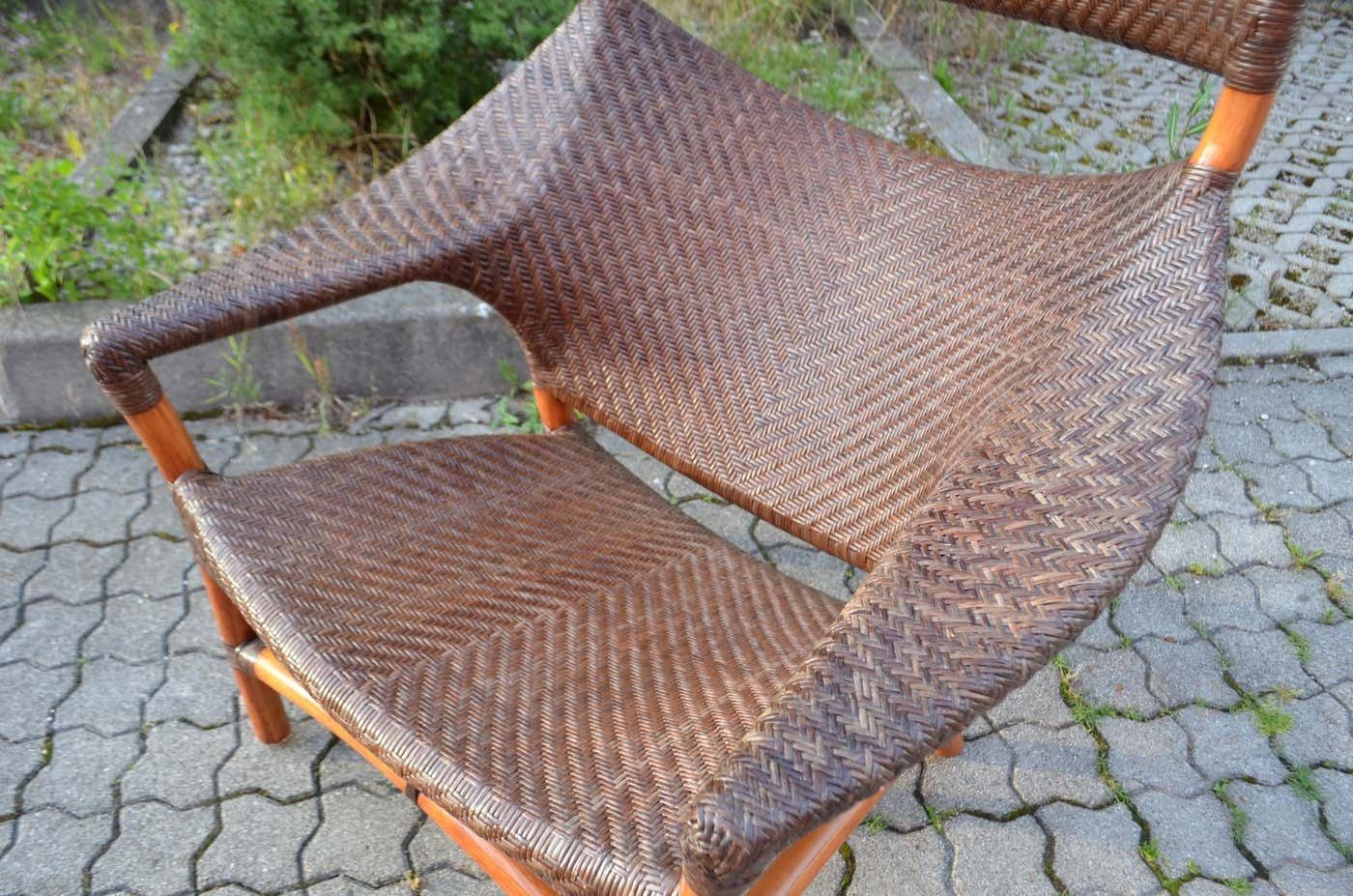 Woven Cane Bamboo Lounge Chair Yuzuru Yamakawa C, 261 Yamakawa Rattan photo vintage