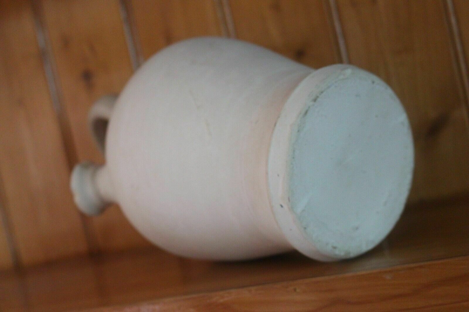 White Antique French Glaze Jug 19th C Hand Turned Clay Stoneware Hand Pot photo vinterior