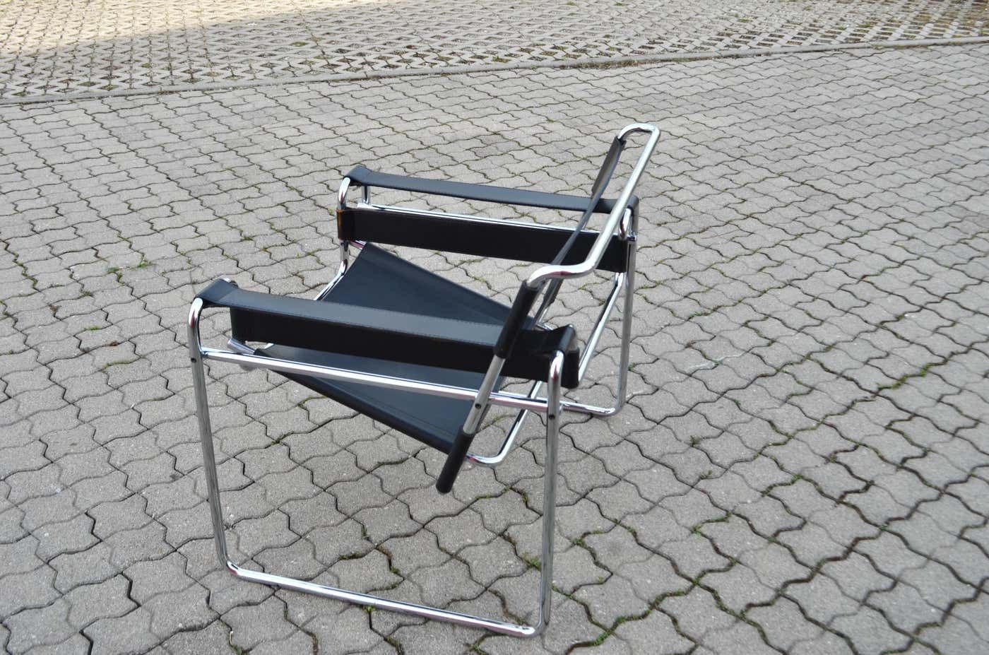 photo buy Knoll International Wassily Chair By Marcel Breuer Black Leather