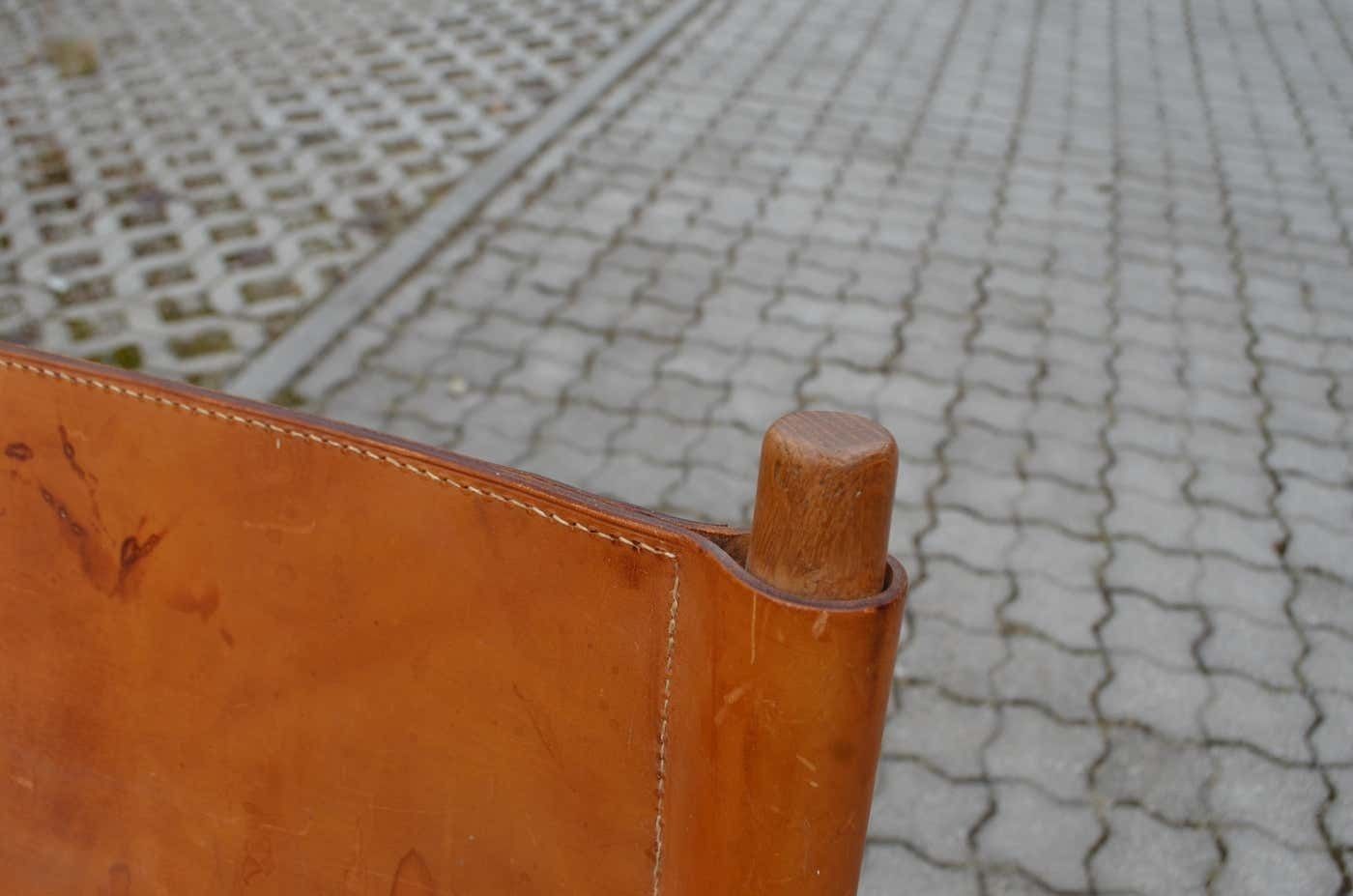 photo vintage Horgen Glarus Modell 903 By Kurt Culetto Cognac Swiss Folding Spanish Chair