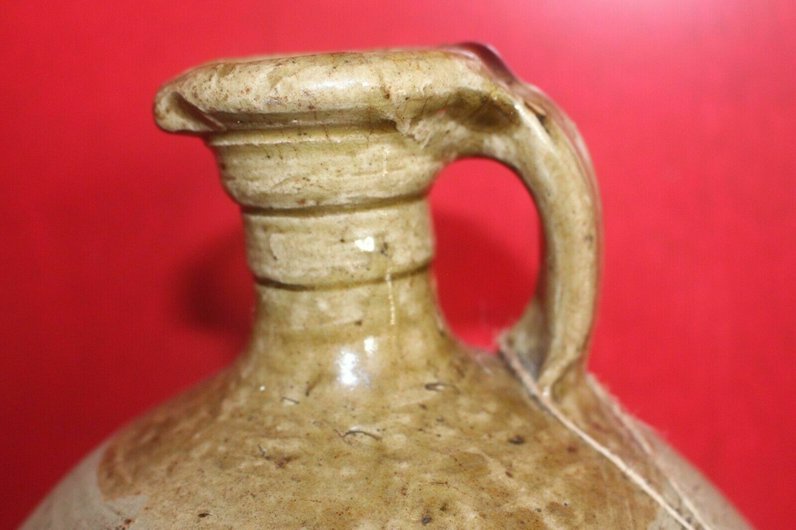 Large Antique French Terracotta Glaze Jug 19th C Hand Turned Clay Stoneware Pot photo furniture
