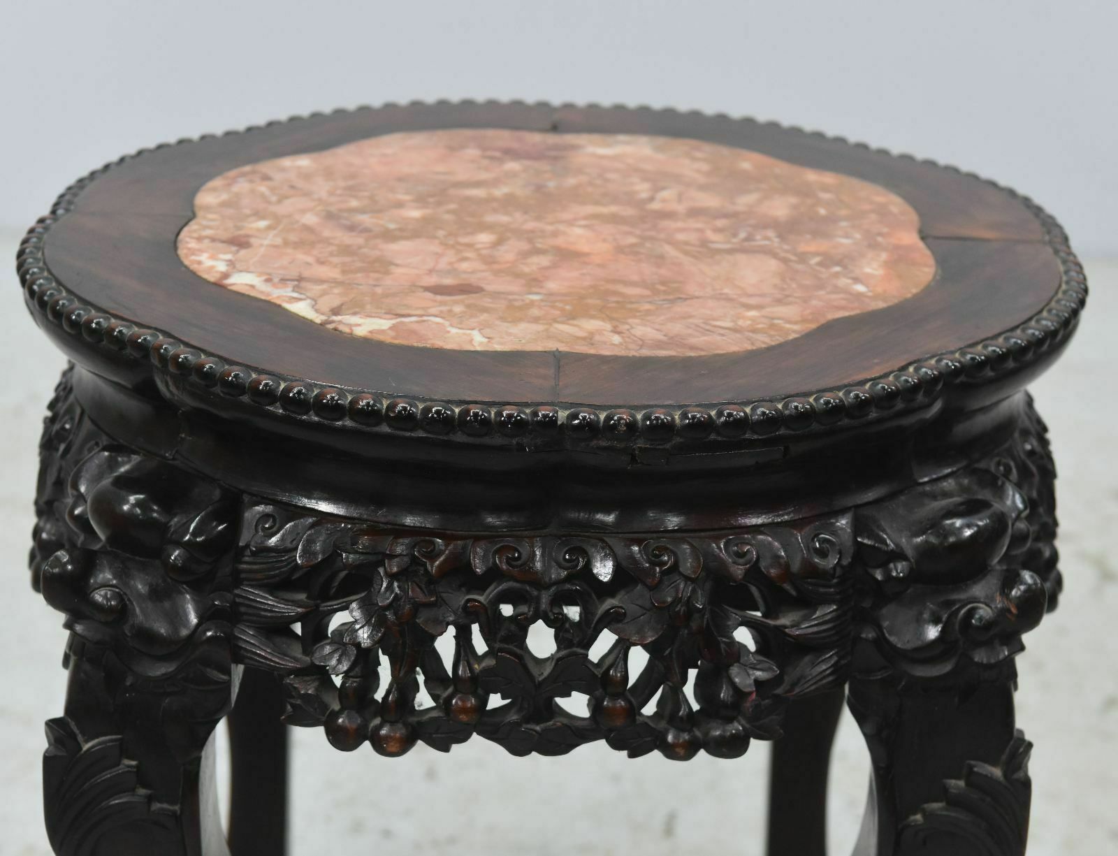 Asian Iron Wood Stand With Marble Top 1900